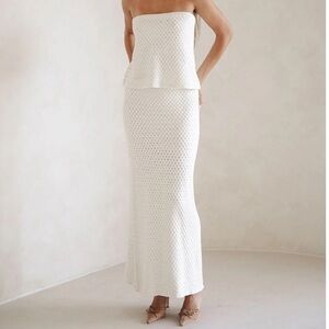Charley Woven Maxi Skirt in White